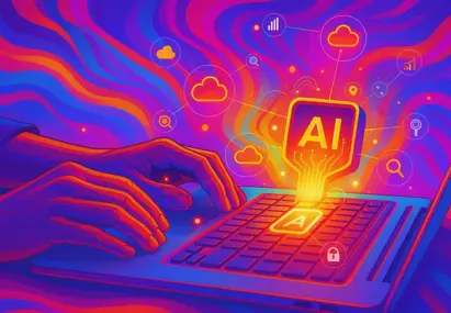 Kunstmatig gegenereerde afbeelding van een laptop met een AI icoon