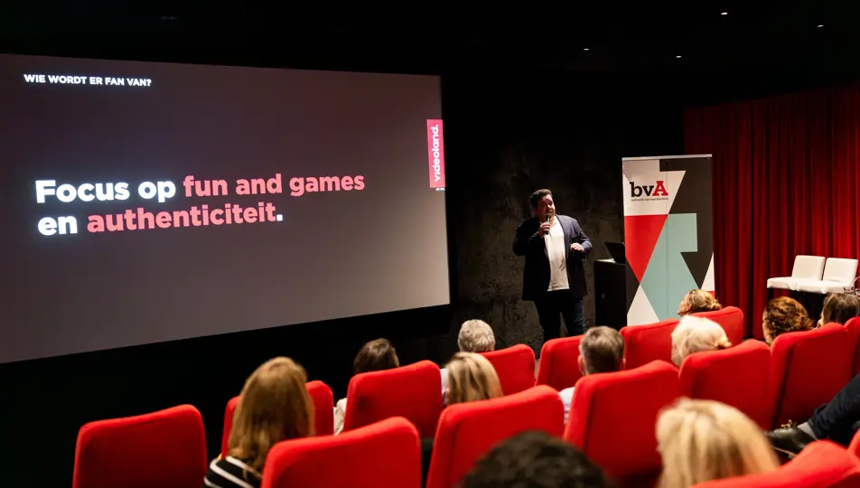 Presentatie over fun and games tijdens bvA Event