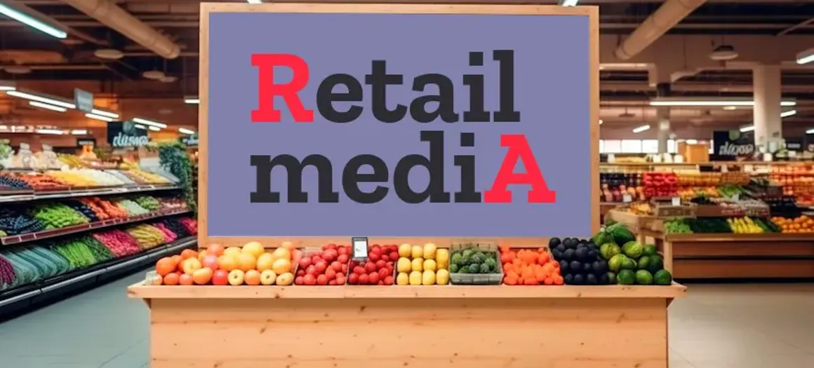 Logo van retail media in supermarkt