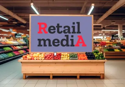 Logo van retail media in supermarkt