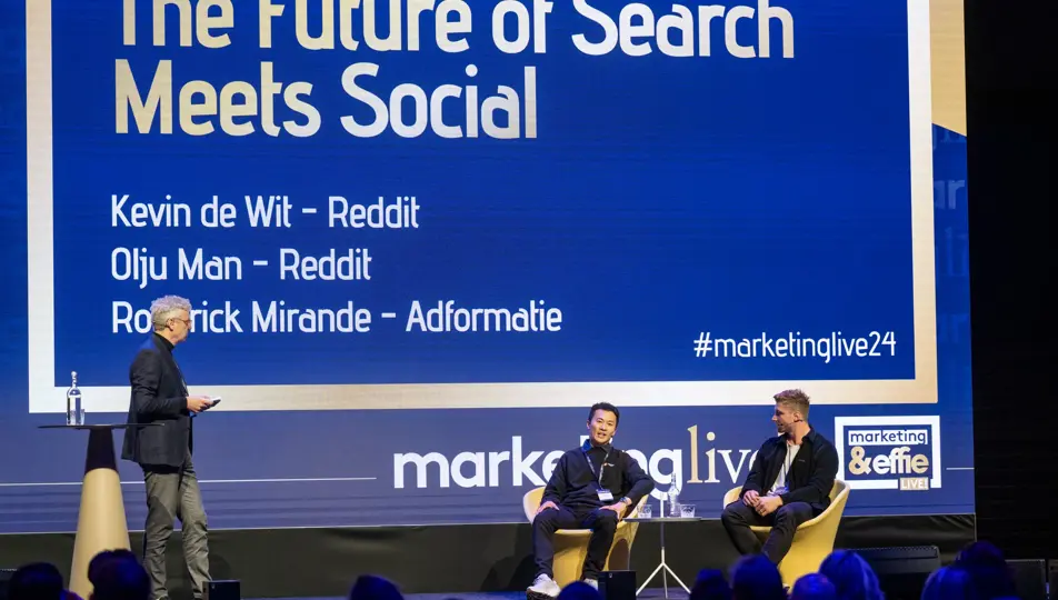 Presentatie  Reddit op hoofdpodium tijdens Marketinglive! 2024